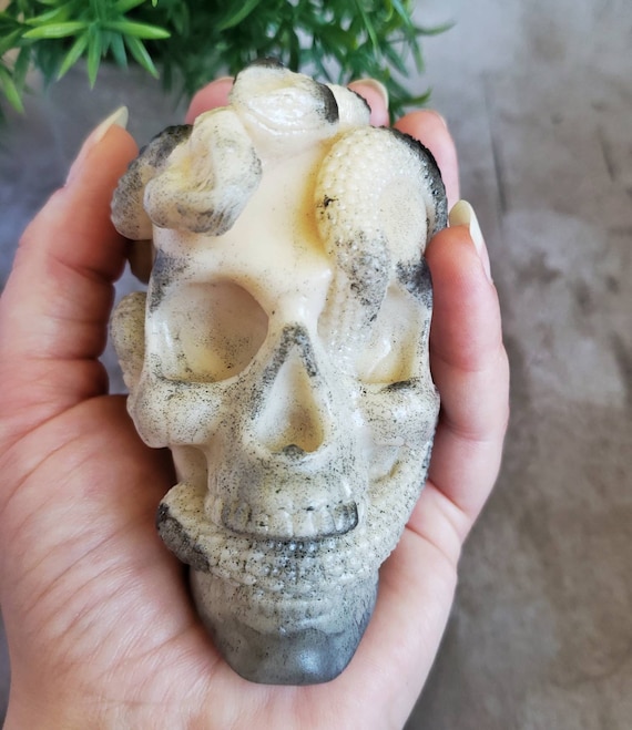 Skull Soap, Gothic Bathroom Decor, Handmade Glycerin Soap, Halloween Bathroom Decor, Birthday Gift For Her, Goth Gift For Her, Snake Soap