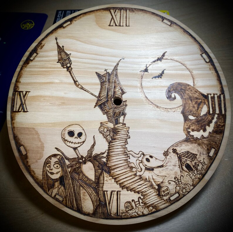 Nightmare Before Christmas Custom Handmade Wood Burn Clock Etsy