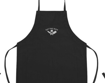 Eat the Rich Embroidered Apron - (Political Activist gift,  Vegetarian Tee, Anarchist Punk Rock Kitchen Clothes, Anti Government Clothing)