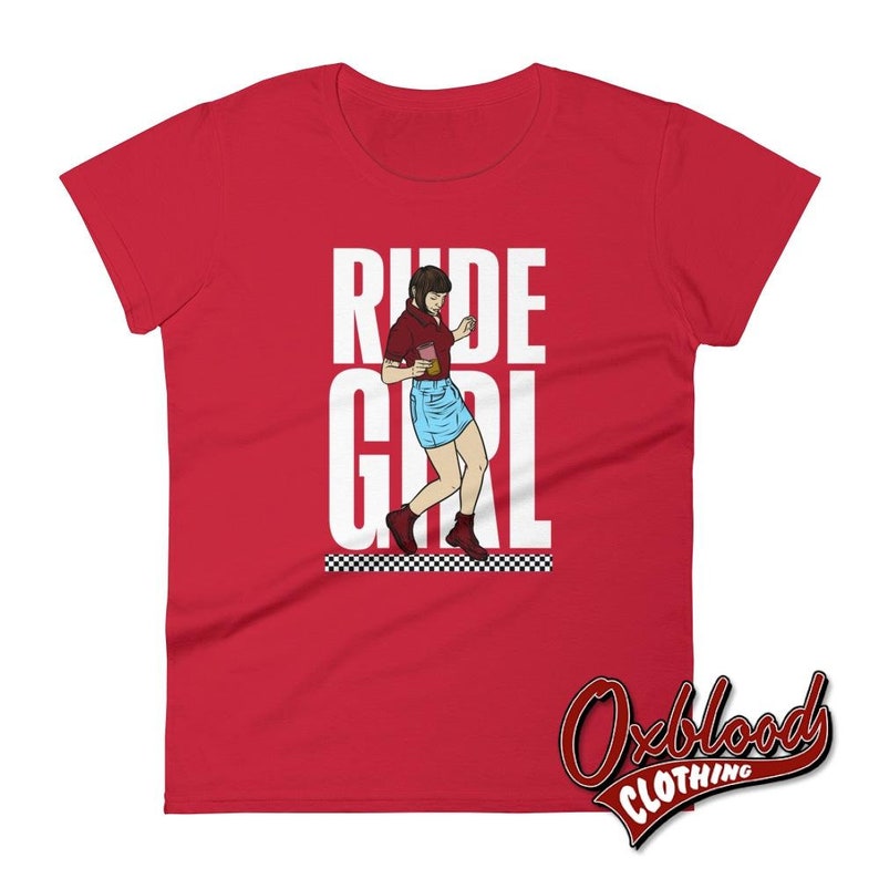 Women's Rude Girl T-shirt Ska, Reggae, Rocksteady Skinhead Girl / Skinbyrd / Skin Girl Top Red