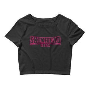 Skinhead Girl Womens Crop Tee Skingirl, rude girl, ska girl, reggae girl, skinbyrd, skynbird, Chelsea haircut, feathercut, Symarip image 3