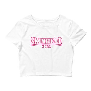 Skinhead Girl Womens Crop Tee Skingirl, rude girl, ska girl, reggae girl, skinbyrd, skynbird, Chelsea haircut, feathercut, Symarip image 2