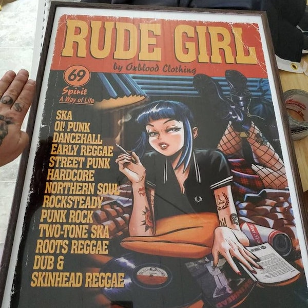 Rude Girl Poster: Pulp Fiction Parody - Oi, Dancehall, Street Punk, Hardcore, Northern Soul, Punk Rock, Two-Tone Ska, Roots, Skinhead Reggae