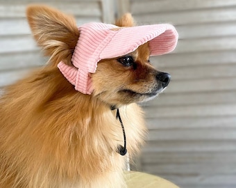 Corduroy Dog Hat | Puppy Hat | Dog Visor | Sun Protection Cap | Travel Hat for Dog Cat Pet | Hats for Dogs | Puppy Hats |Cat Hat