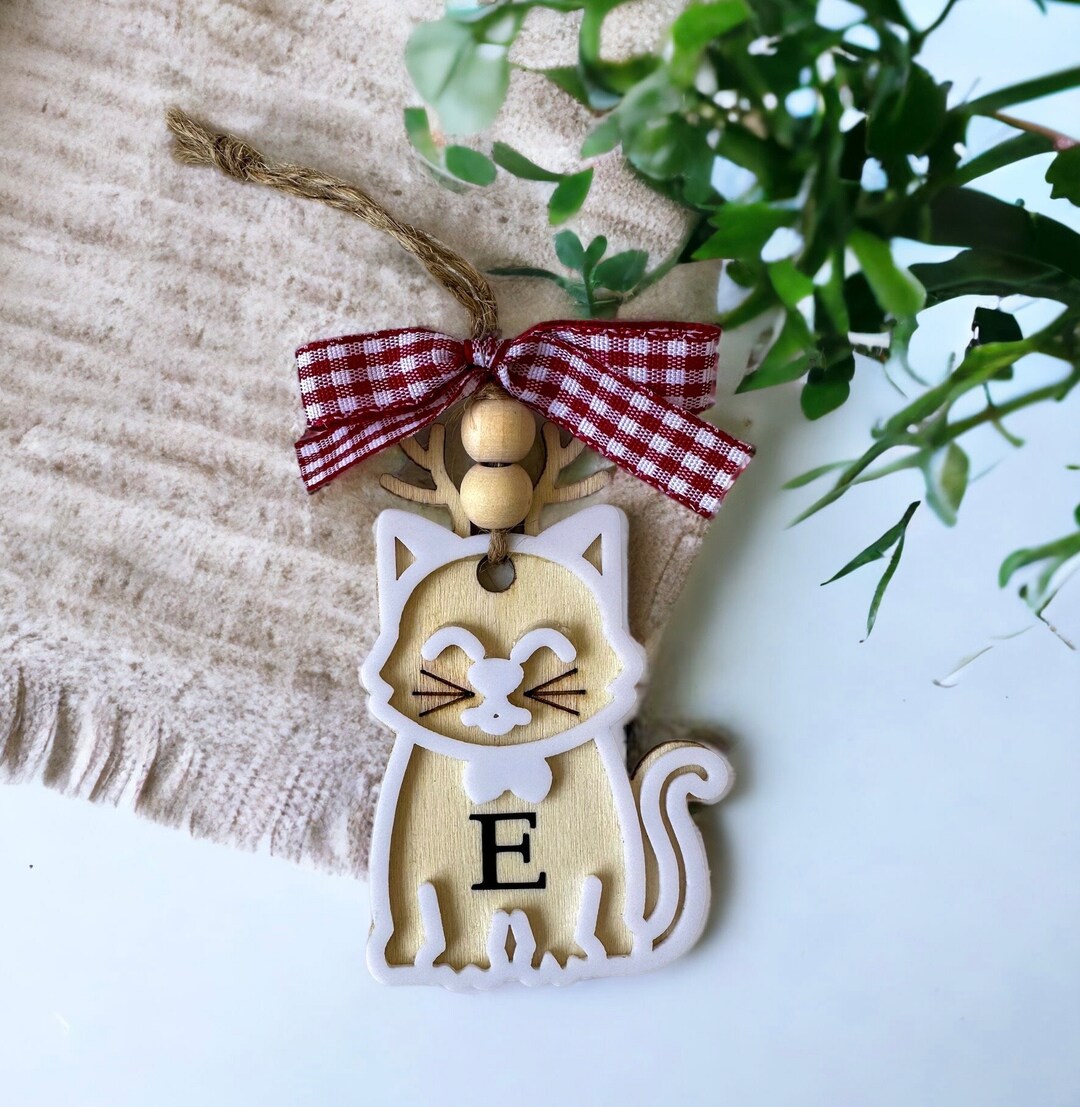 Personalized Pet Ornament Letter - Custom Cat Decoration Christmas ...