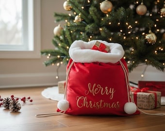 Luxury Merry Christmas Velvet Santa Sack / Rose gold writting