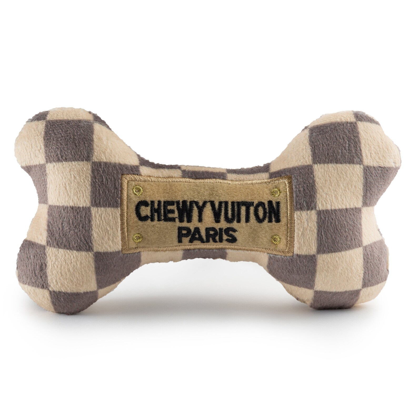 Designer Dog Toy Chewy Vuitton Bone Squeaker Plush Toy | Etsy