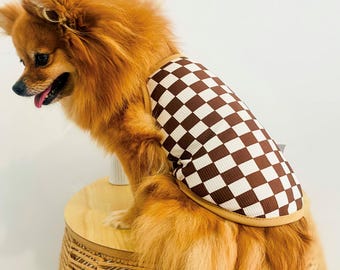 Checker Dog Dress / Puppy clothes / New puppy gift / Dog T Shirt/ Cat kitten clothing / Edna and Co