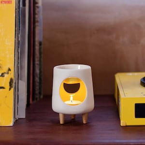 Yellow Ceramic Wax Melt Warmer | Oil Burner | Tea Light Wax Melter | Wax Melt Starter Pack | Handmade