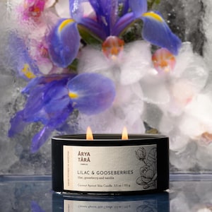 Lilac and Gooseberries Candle | 5.5 oz Travel candle | Lilac, Gooseberry, Amber, Pink peppercorn, Vanilla, Patchouli | Candle gift