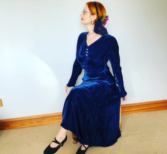 Vintage Blue Velvet Late 1930s 30s to Early 1940s