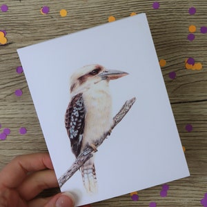 Kookaburra card / hand drawn illustration / Australian bird / greeting card / blank inside /  birthday card / card