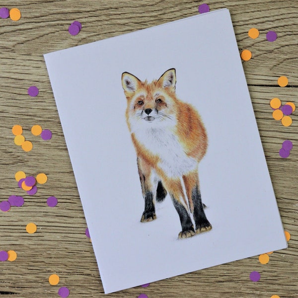 Fox greeting card / blank inside / wildlife card / birthday card / hand drawn illustration / card