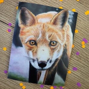 Fox greeting card / hand drawn illustration / Fox birthday card / blank inside / greeting card / Fox