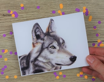 Handgezeichneter Wolf Kunst Karte: Wildtiere Kunst Karte