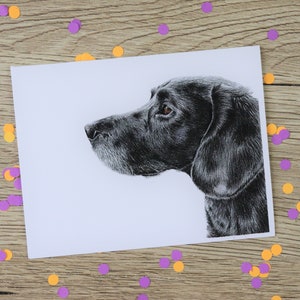 Dog card / black dog card / greeting card / blank inside / birthday card / hand drawn illustration / card