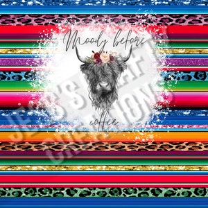 Moody Before Coffee Highland Cow Serape wrap