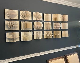Folded Book Wall Art, Custom Book Sculpture from Recycled Books
