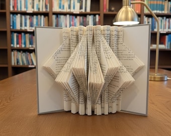 3D Folded Book Art Sculpture, Recycled Book Origami
