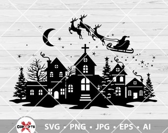 Download Christmas Scene Svg Etsy