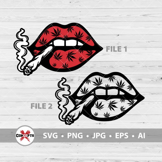 Smoking Marijuana Joint Svg Smoking Lips Svg Cannabis Png Etsy