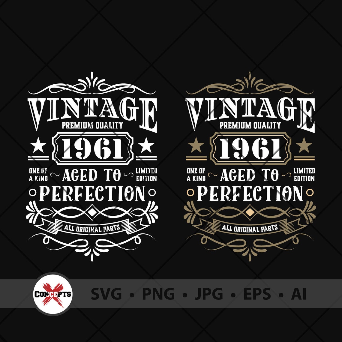 60th Birthday Svg Vintage 1961 Svg Aged to Perfection Svg | Etsy