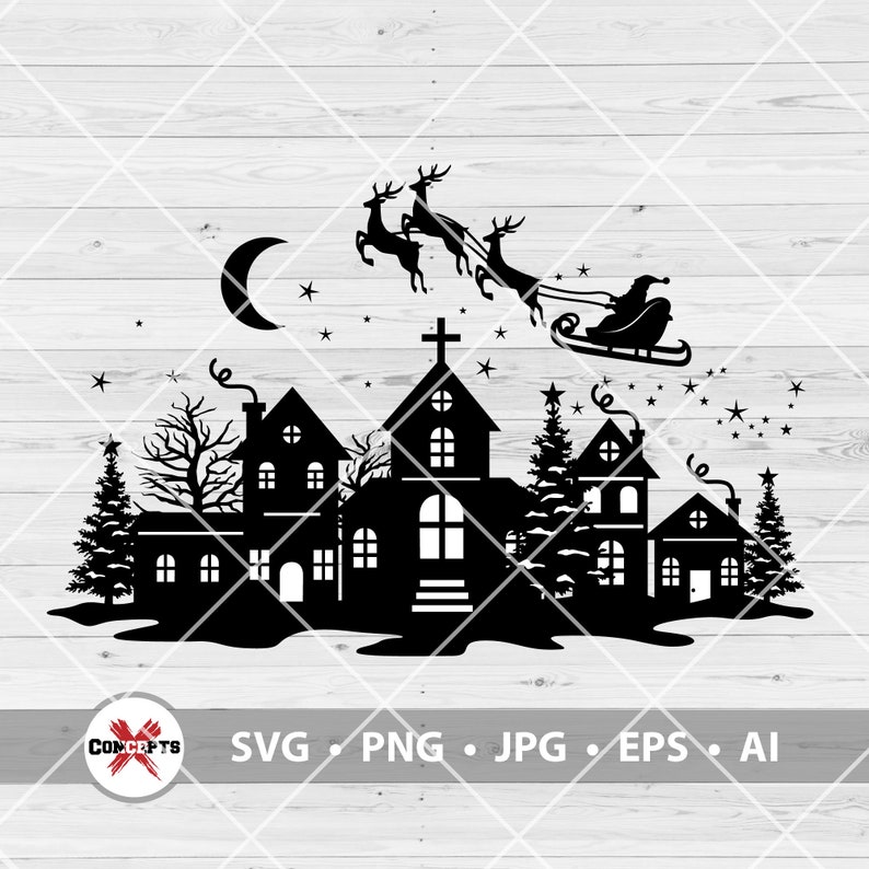 Download Christmas Village Svg Christmas Scene Svg Christmas Svg | Etsy