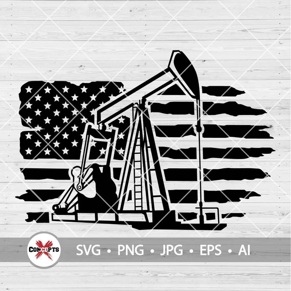 American Oil Rig svg, US flag svg, Oil Drilling svg, Oil Derrick Svg, Oil Field svg, Oil Pump Svg, Drilling Oil Station SVG, Png Dxf Eps