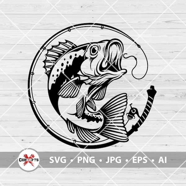 Bass Fishing Svg, Bass Fishing Logo, Fishing Svg, Us bass angling Svg, Bass Fish Svg, Bass Fish Png, Bass Fish Clipart, Cut Files