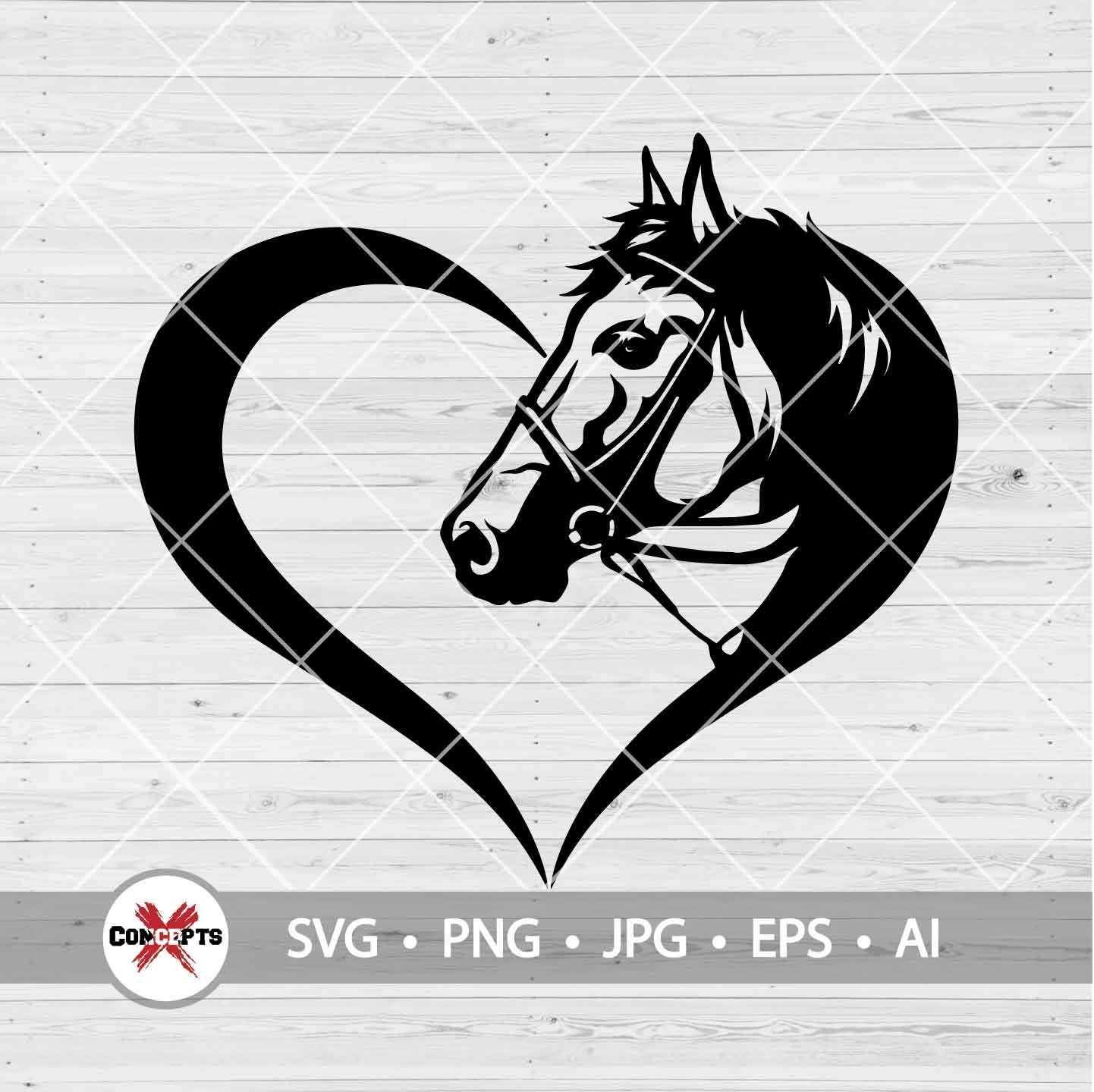 Horse Heart SVG Horse SVG Heart SVG Horse Head Clipart Etsy Canada