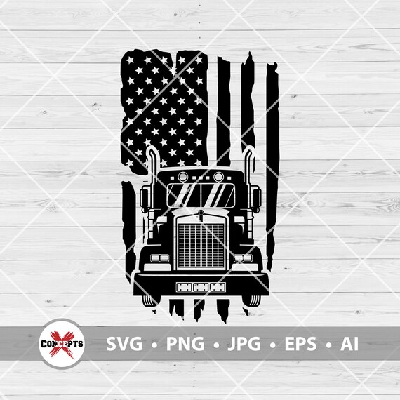 Download Us Truck Svg Us Big Truck Svg American Flag Trucker Truck ...