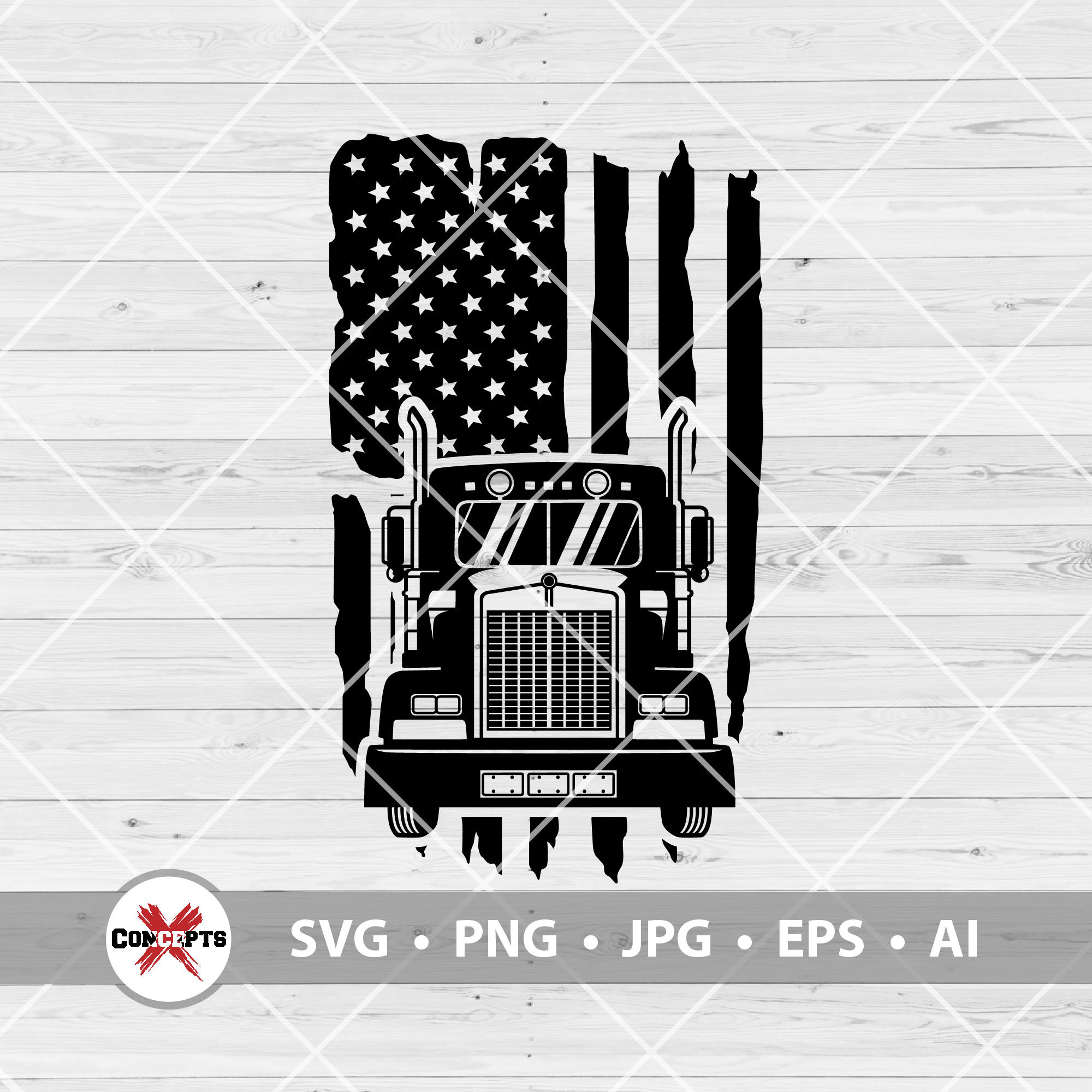 Download Us Truck Svg Us Big Truck Svg American Flag Trucker Truck ...