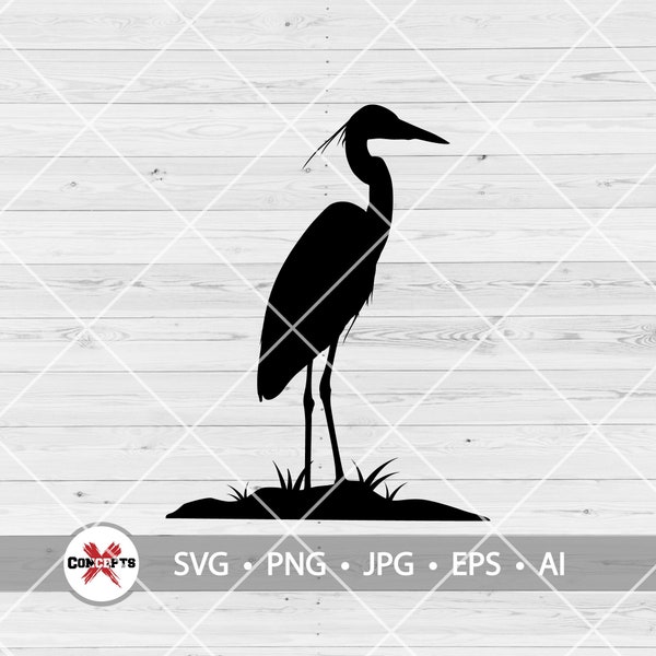 Great Blue Heron SVG File, Bird Svg, Bird png, Great Blue heron png file, Great Blue Heron Silhouette, Blue Heron bird cut files