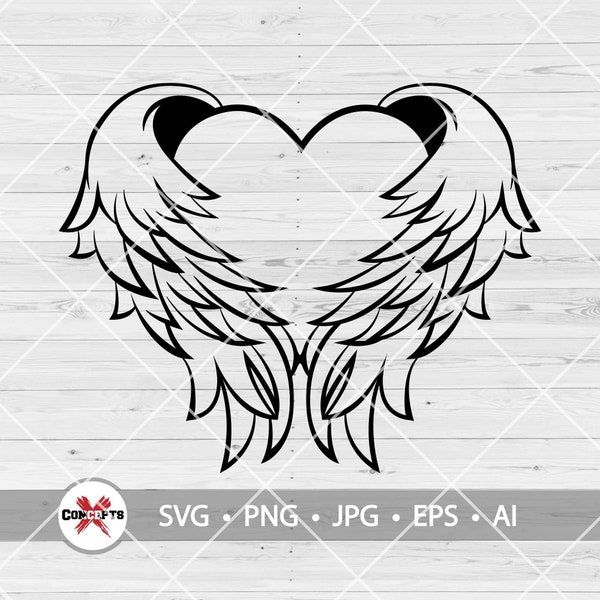 Angel Wings svg, Wings svg, Memorial svg, Angel svg, Heart svg, svg for silhouette, Instant Digital Download, Svg for cricut, svg files