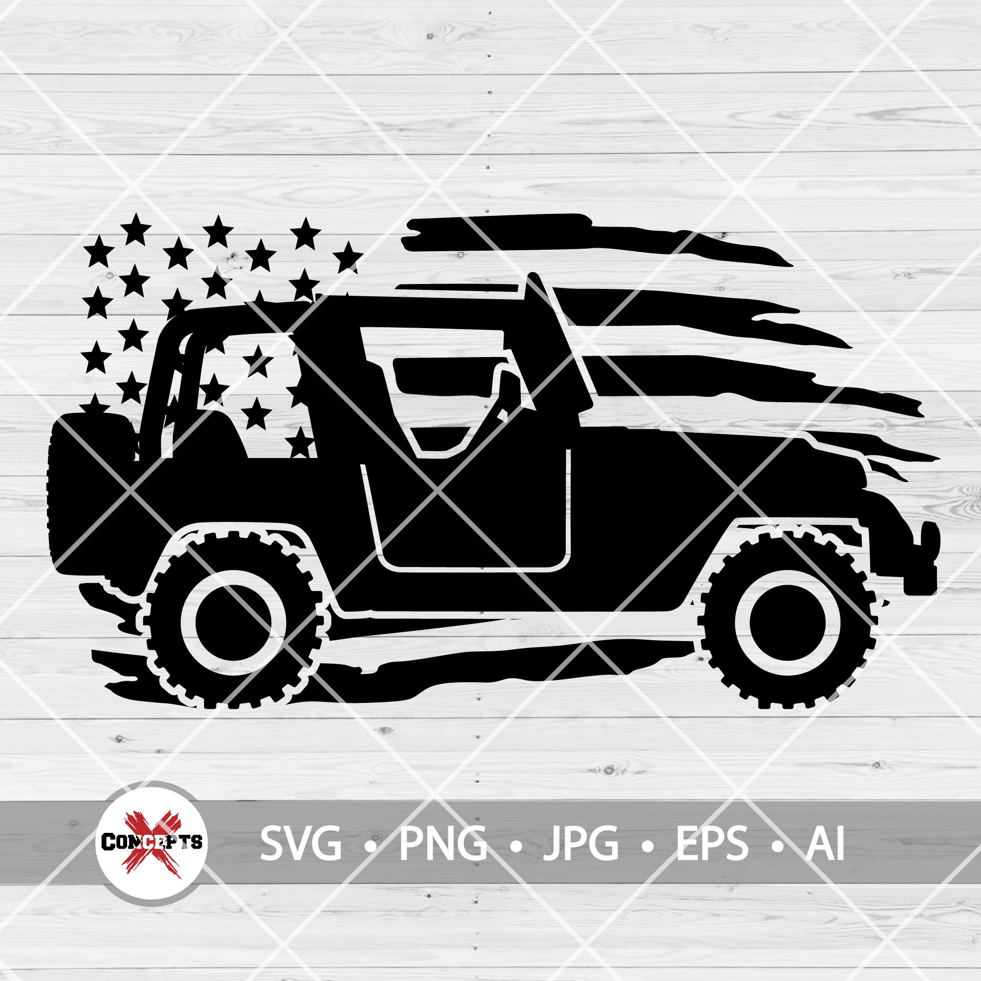 US Jeep SVG Jeep Silhouette Amarican Flag Jeep Cricut Etsy