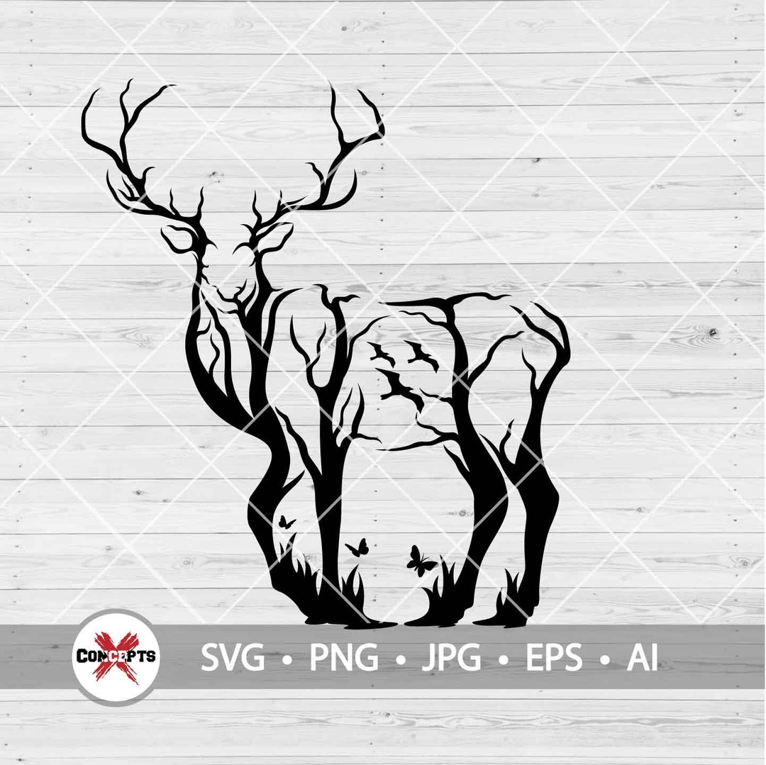 Deer Tree Wall Art SVG Deer Wall Art Svg Deer Wall Art Tree Etsy