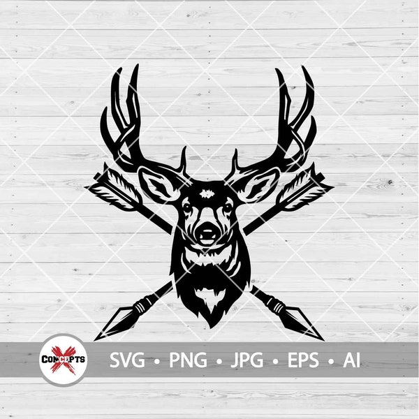 Deer Hunter Svg File, Deer Antler Svg, Deer Hunting Svg, Outdoor Hunting Shirt, Deer Hunter Cut Files, Deer Head Clipart, Png Dxf Eps