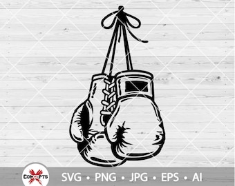 Gants de boxe svg, Gants de boxe clipart, Gants silhouette, fichiers de découpe, impression de T-shirt, vecteur, Png Dxf Eps