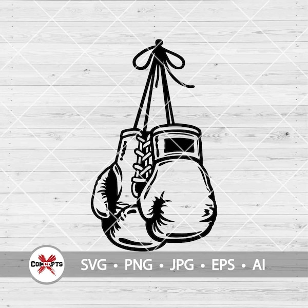 Gants de boxe svg, Gants de boxe clipart, Gants silhouette, fichiers de découpe, impression de T-shirt, vecteur, Png Dxf Eps