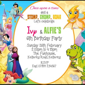 Inviti personalizzati A6 / Compleanno / Festa per bambini / Dinosauro / Principessa / Tema diviso / Festa per ragazzi / Festa per ragazze / Festa