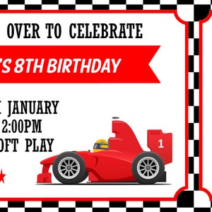Personalisierte Party Einladungen / Geburtstag / Kinder-Party / Rennsport / Lädt ein / Ticket / Autos