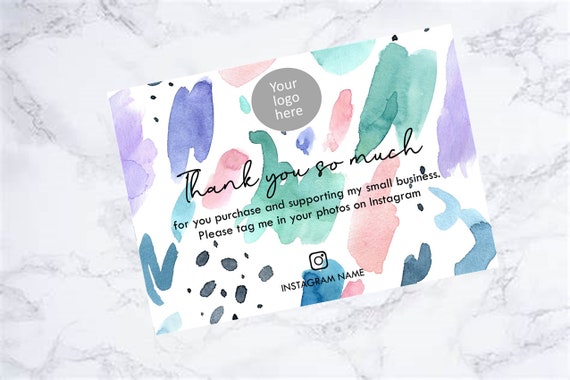 A7 Thank You For Supporting My Small Business Cards,  250gsm colourful