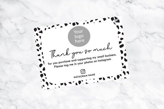 A7 Thank You For Supporting My Small Business Cards,  250gsm Dalmatian