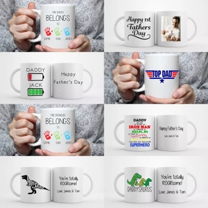 Personalised Fathers Day, mug, Grandad Gift, Photo, Father&#39;s Day, Dad Gift, Belongs To Gift, Children