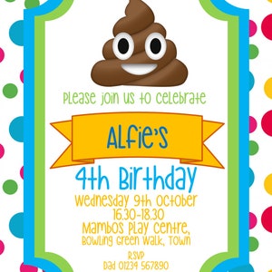 A6 Personalisierte Party Einladungen / Geburtstag / Kinderparty / Zirkus / Feierkarten / Einladungen / Karte / Emoji