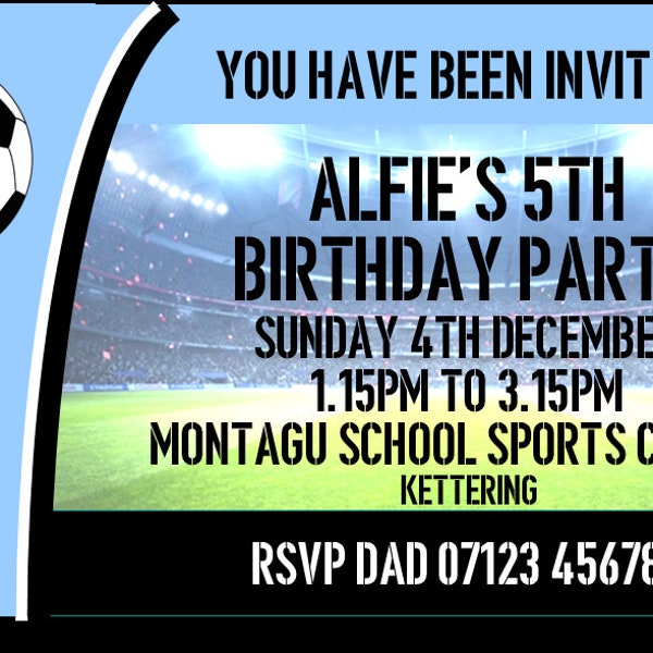 Football ticket / birthday party / boys / girls / invitation / football / soccer / Liverpool / Manchester City / arsenal / Chelsea / Spurs