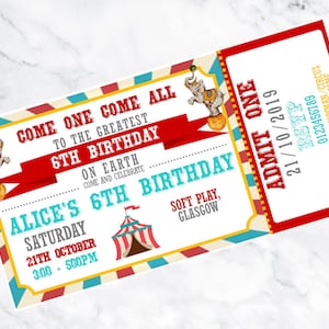 Personalisierte Party Einladungen / Geburtstag / Kinderparty / Zirkus / Feierkarten / Einladungen / Ticket