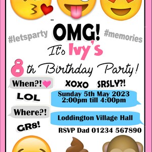 A6 Personalisierte Party Einladungen / Geburtstag / Kinderparty / Zirkus / Feierkarten / Einladungen / Karte / Emoji