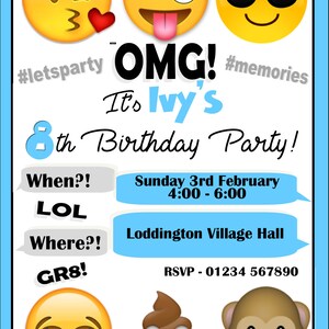 Invitations de fête personnalisées A6 / Anniversaire / Fête d'enfants / Cirque / Cartes de fête / Faire-part / billet / emoji
