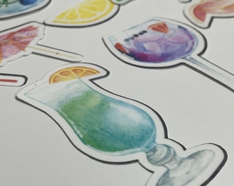 Cocktail stickers, drink stickers, laptop, water bottle Decals